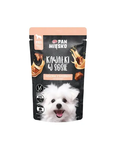 PAN MIESKO hrana umeda caini 150 g bucatele vitel si iepure in sos