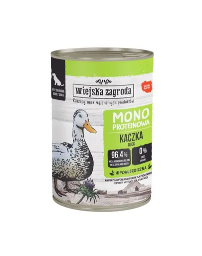 WIEJSKA ZAGRODA Hrana umeda monoproteica cu rata pentru caini 400 g