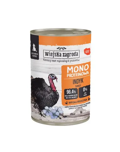 WIEJSKA ZAGRODA Hrana umeda monoproteica cu curcan pentru catei, 400 g