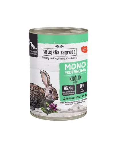 WIEJSKA ZAGRODA Hrana umeda monoproteica cu iepure pentru caini 400 g