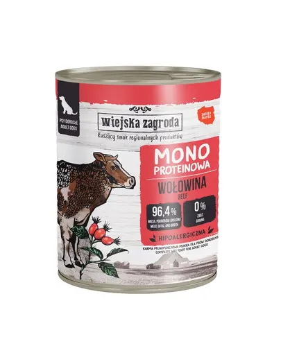 WIEJSKA ZAGRODA hrana umeda pentru caini monoproteica Vita 800 g