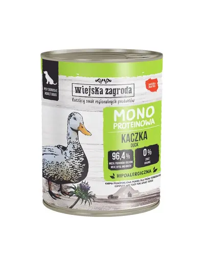 WIEJSKA ZAGRODA Hrana umeda monoproteica cu rata pentru Caini 800 g