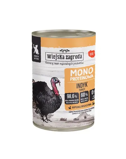 WIEJSKA ZAGRODA Hrana umeda monoproteica cu curcan pentru pisici 400 g