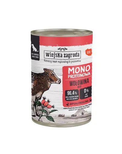 WIEJSKA ZAGRODA Hrana umeda monoproteica cu vita pentru caini 400 g