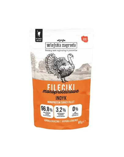 WIEJSKA ZAGRODA Hrana umeda pentru pisici, file de curcan 85 g