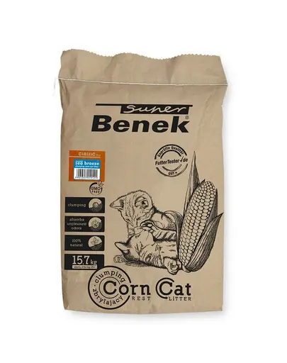 BENEK Super Corn Cat Asternut din porumb pentru litiera, briza marii 25 L