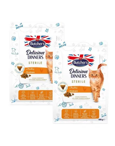 BUTCHER'S Functional Cat Indoor pentru pisici de interior 2x800 g cu pasare