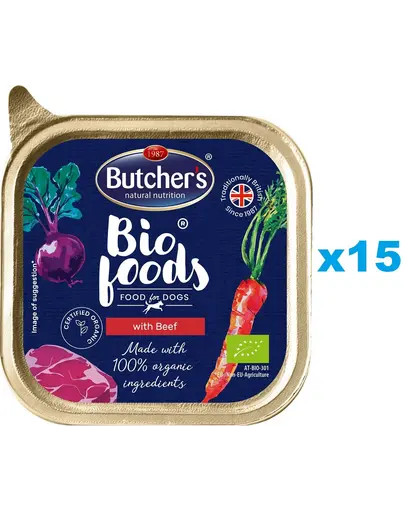 BUTCHER'S BIO foods pate cu vita pentru caini 15x150 g
