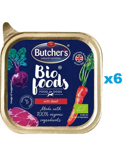 BUTCHER'S BIO foods hrana umeda caine 6 x 150 g pate cu vita