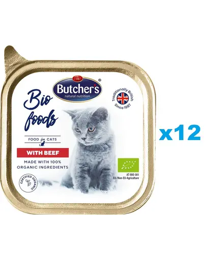 BUTCHER'S BIO foods pate pentru pisica 19x85 g cu vita