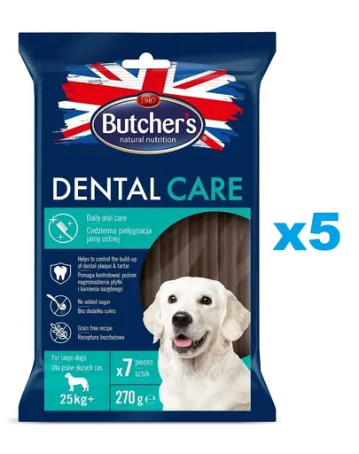BUTCHER'S Dental Care for Large Dogs 5x270g dental snack caini talie mare