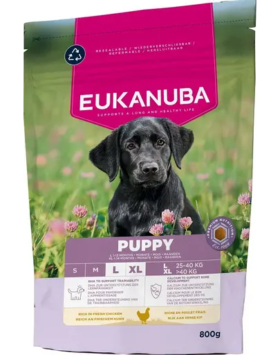 EUKANUBA Puppy Large Breeds Chicken 800 g hrana pentru catei rase mari bogata in pui proaspat