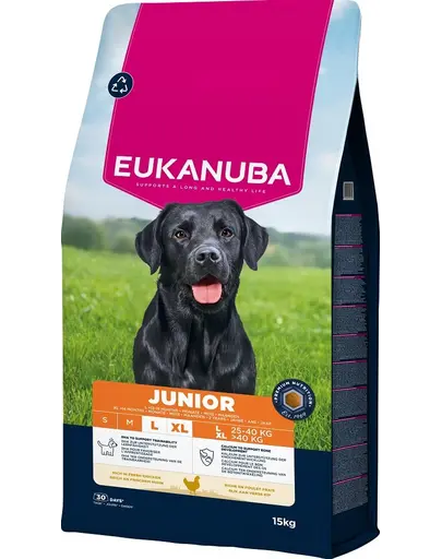 EUKANUBA Junior Large Breeds Chicken 15 kg hrana Caini tineri rase mari, bogata in pui proaspat