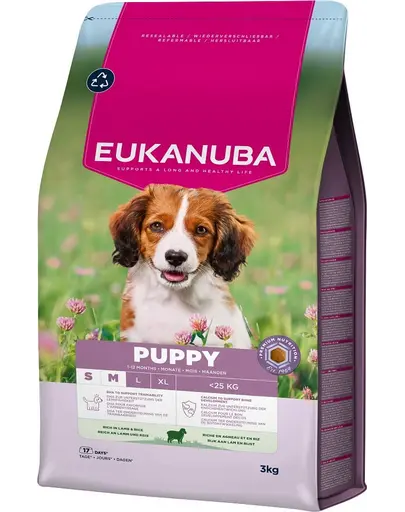 EUKANUBA Puppy Small Medium Breeds Lamb Rice 3 kg hrana catei mici si medii, cu miel si orez