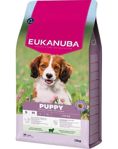EUKANUBA Puppy Small Medium Breeds Lamb Rice 12 kg hrana uscata pentru catei din rase mici si medii, bogata in carne de miel si orez