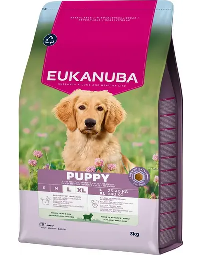 EUKANUBA Puppy Large Breeds Lamb Rice 3 kg hrana catei rase mari bogata in miel si orez