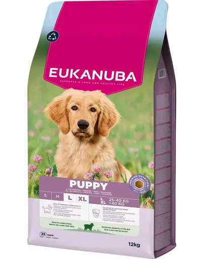 EUKANUBA Puppy Large Breeds Lamb Rice 12 kg hrana catei rase mari bogata in carne de miel si orez