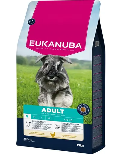 EUKANUBA Adult Small Breeds Chicken 15 kg hrana uscata Caini rase mici, bogata in pui proaspat
