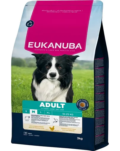EUKANUBA Adult Medium Breeds Chicken 3 kg hrana Caini rase medii cu pui