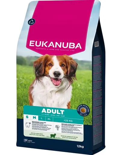 EUKANUBA Adult Small Medium Breeds Lamb Rice 12 kg hrana Caini rase mici si medii bogata in carne de miel si orez