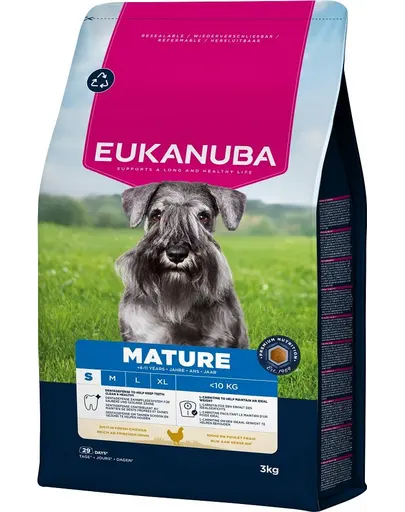 EUKANUBA Mature Small Breeds Chicken 3 kg hrana Caini maturi rase mici, bogata in pui proaspat