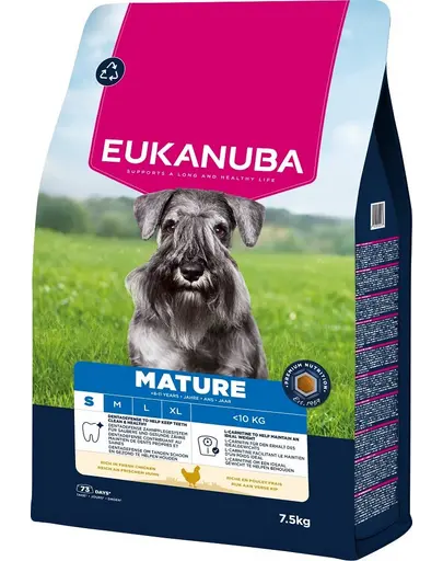 EUKANUBA Mature Small Breeds Chicken 7,5 kg hrana Caini maturi rase mici, bogata in pui proaspat