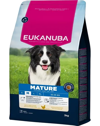 EUKANUBA Mature Medium Breeds Chicken 3 kg hrana caini maturi rase medii, bogata in pui proaspat