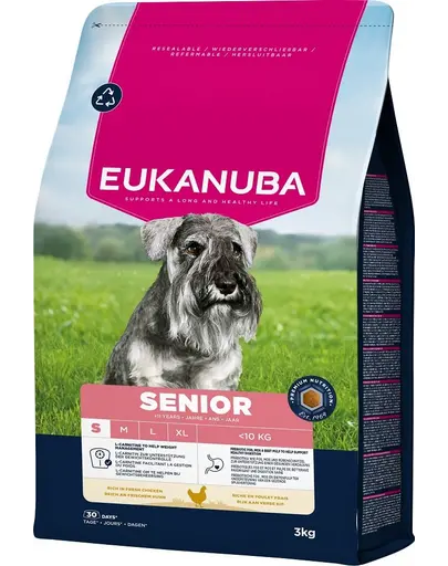 EUKANUBA Senior Small Breeds Chicken 3 kg hrana Caini senior rase mici, bogata in pui proaspat