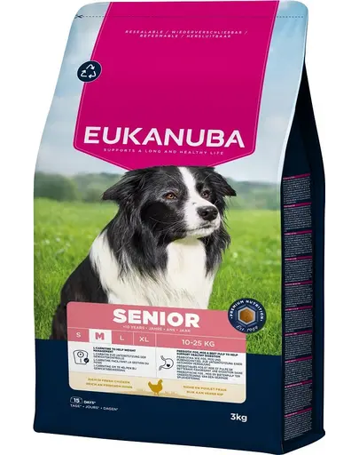 EUKANUBA Senior Medium Breeds Chicken 3 kg hrana caini in varsta rase medii, bogata in pui proaspat