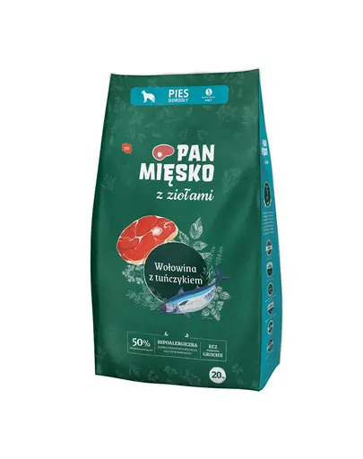 PAN MIESKO hrana caine talie mica cu ierburi aromatice, vita si ton S 2x20 kg