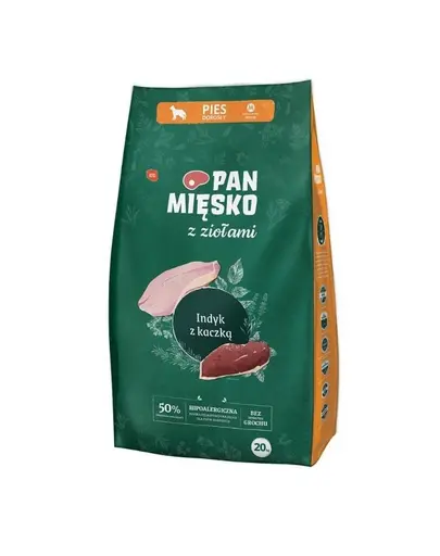PAN MIESKO sac hrana Caini medii M 2x20 kg curcan si rata