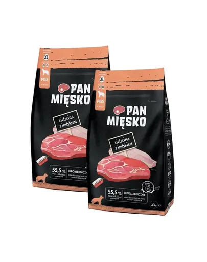 PAN MIESKO Hrana caine talie foarte mare, cu vitel si curcan 2x3 kg