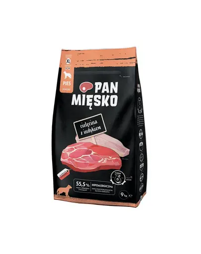 PAN MIESKO Hrana caine talie foarte mare, cu vitel si curcan 9kg