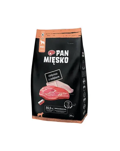 PAN MIESKO Hrana pentru caini de talie medie, cu curcan si vitel 2x20kg