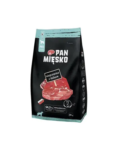 PAN MIESKO porc si mistret, hrana caini adulti XL 20 kg