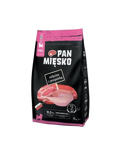 PAN MIESKO Hrana caini juniori si tineri, vitel si prepelita 3 kg