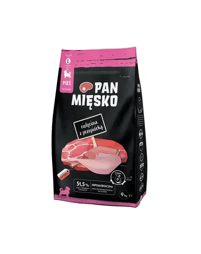 PAN MIESKO hrana catelusi cu vitel si prepelita L 9 kg