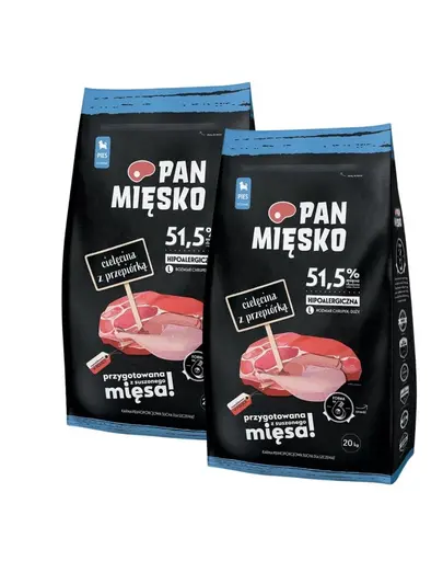 PAN MIESKO hrana catei crochete L 2x20 kg vitel si prepelita