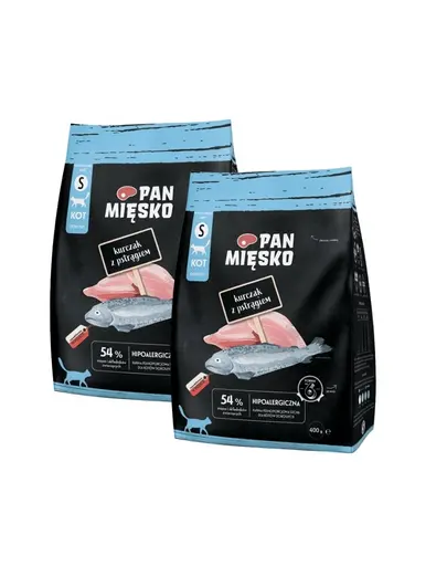 PAN MIESKO Hrana uscata pentru pisici pui cu pastrav S 2x400 g