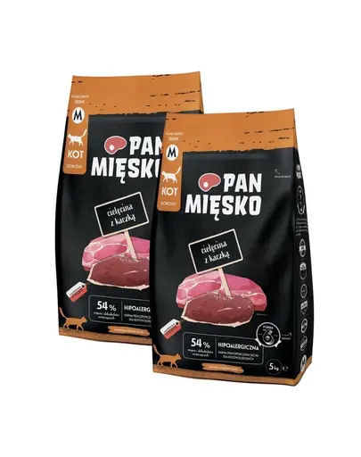 PAN MIESKO Vitel cu rata hrana uscata pentru pisici M 2x5 kg