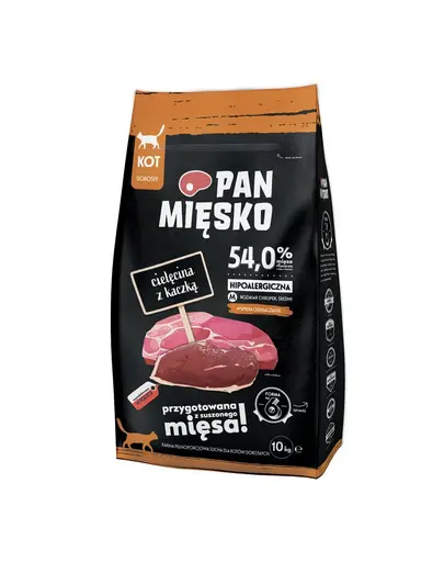 PAN MIESKO Hrana caini adulti talie medie, cu rata si vitel 10kg