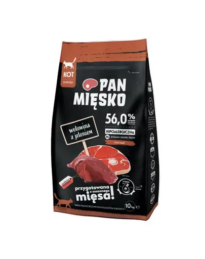 PAN MIESKO Sac de hrana pentru pisici, vita cu caprioara M 2x10 kg