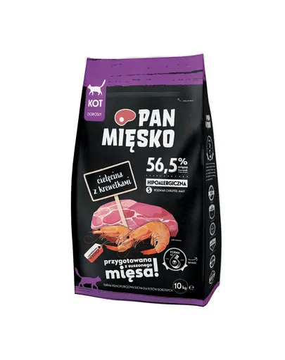 PAN MIESKO Sac hrana pisici, cu vitel si creveti S 10 kg
