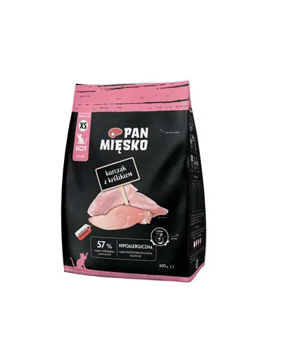 PAN MIESKO Pui cu iepure pentru pisoi crochete XS 400 g