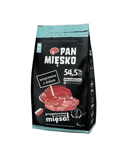 PAN MIESKO Sac hrana caini talie foarte mare, cu porc si mistret XL 9 kg