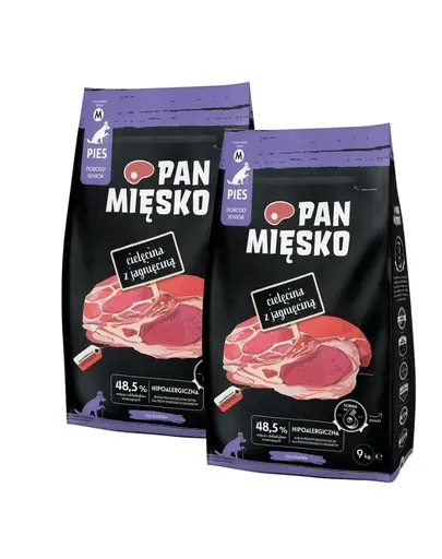 PAN MIESKO Vitel cu miel pentru caini seniori M 2x9 kg