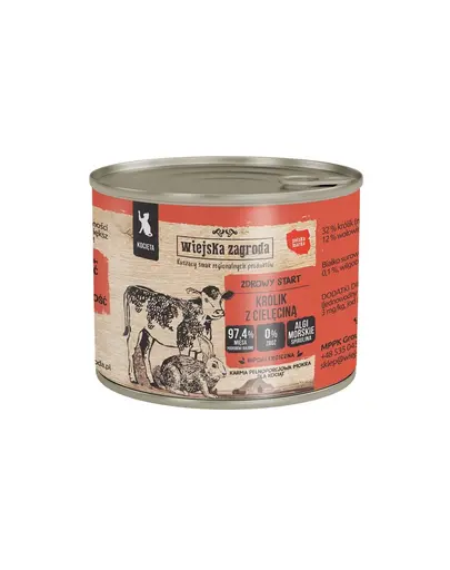 WIEJSKA ZAGRODA Hrana umeda pentru pisoi iepure cu vitel, 200 g