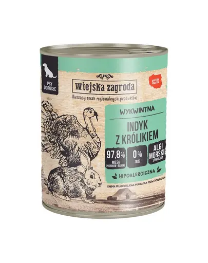 WIEJSKA ZAGRODA hrana umeda pentru caini curcan cu iepure 800 g
