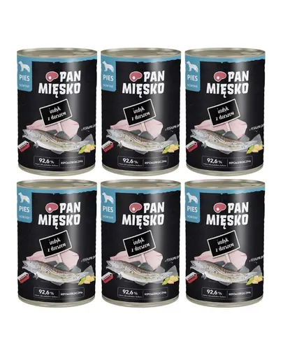 PAN MIESKO Curcan cu Cod Hrana umeda completa pentru caini 6x400 g