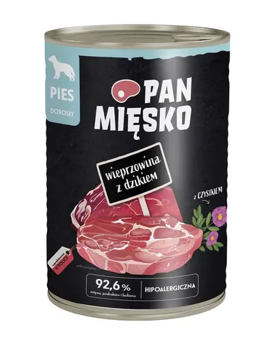 PAN MIESKO Carne de porc cu mistret hrana umeda pentru caini 400 g